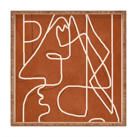 Nadja Abstract Face Sketch 4 Square Tray