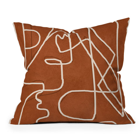 Nadja Abstract Face Sketch 4 Throw Pillow