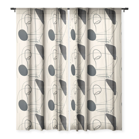 Nadja Abstract Line Art VIII Sheer Window Curtain