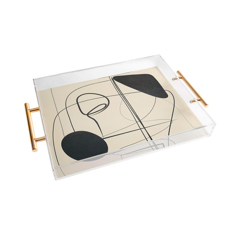 Nadja Abstract Line Art VIII Acrylic Tray