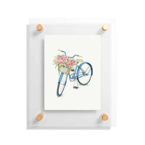 Nadja Blue Bicycle with Flowers Floating Acrylic Print
