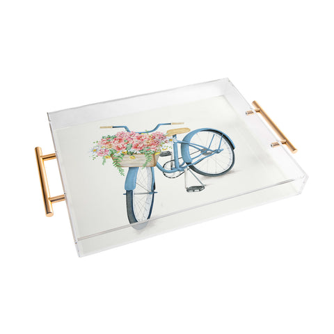 Nadja Blue Bicycle with Flowers Acrylic Tray