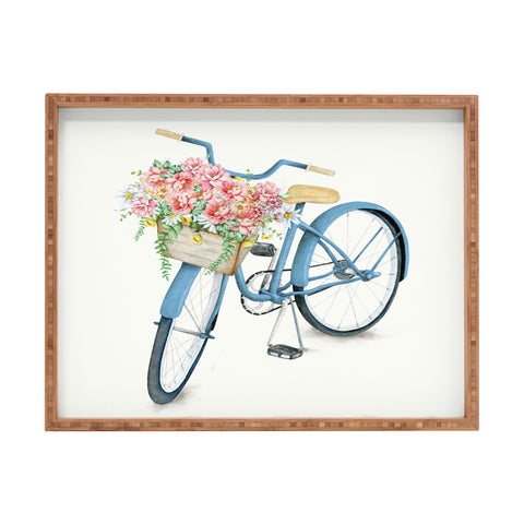 Nadja Blue Bicycle with Flowers Rectangular Tray