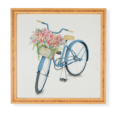 Nadja Blue Bicycle with Flowers Framed Wall Art