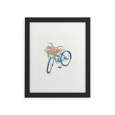 Nadja Blue Bicycle with Flowers Framed Art Print