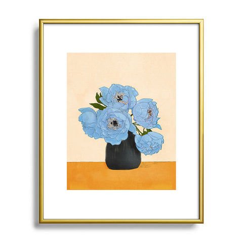 Nadja Bouquet Gift Blue Metal Framed Art Print