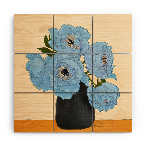 Nadja Bouquet Gift Blue Wood Wall Mural