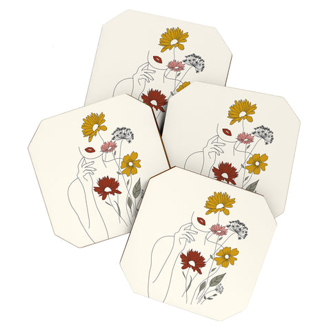 Nadja Colorful Thoughts Minimal Line Coaster Set