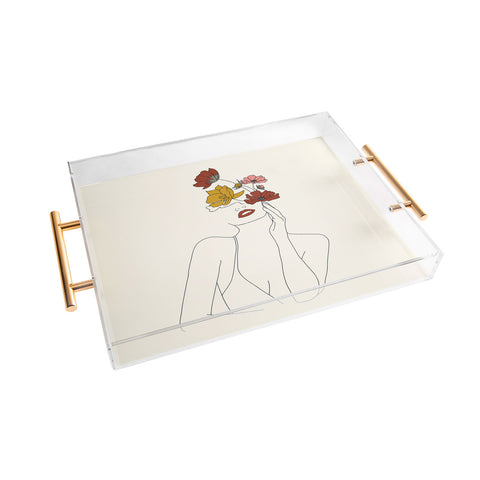 Nadja Colorful Thoughts Minimal Line Woman Acrylic Tray
