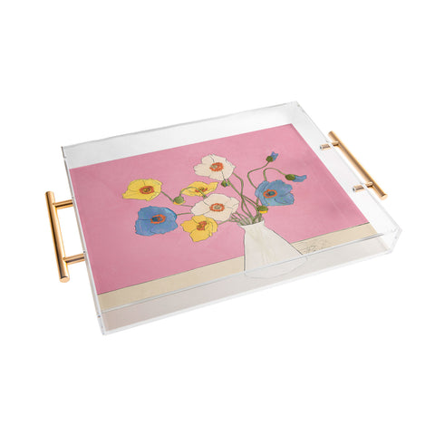 Nadja Field Wildflowers Pink Acrylic Tray