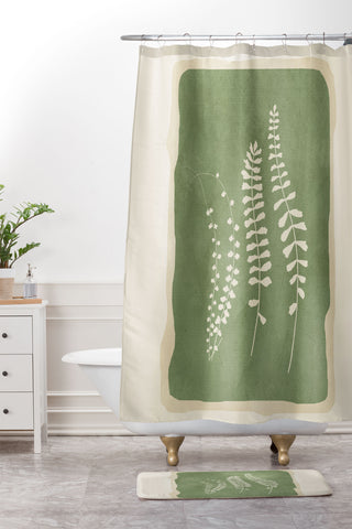 Nadja Leaf Design 17 Shower Curtain And Mat