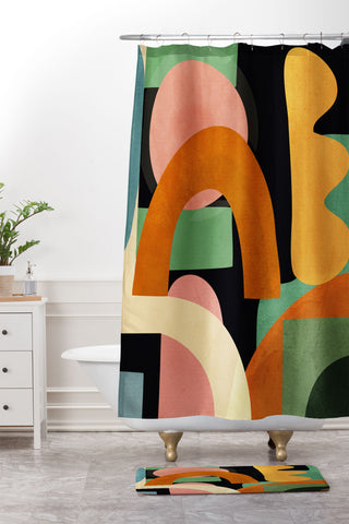 Nadja Minimal Modern Abstract 32 Shower Curtain And Mat