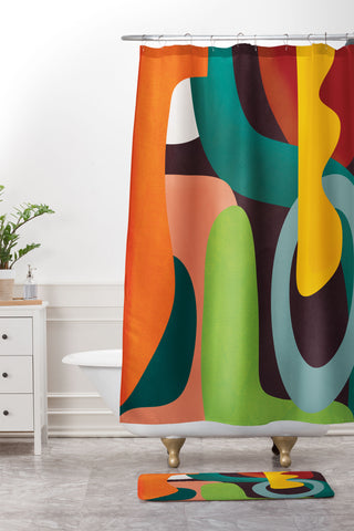 Nadja Minimal Modern Abstract 39 Shower Curtain And Mat