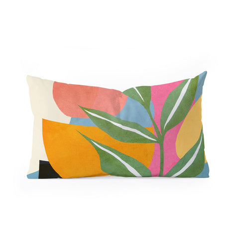 Nadja Minimal Modern Abstract Leaves Oblong Throw Pillow