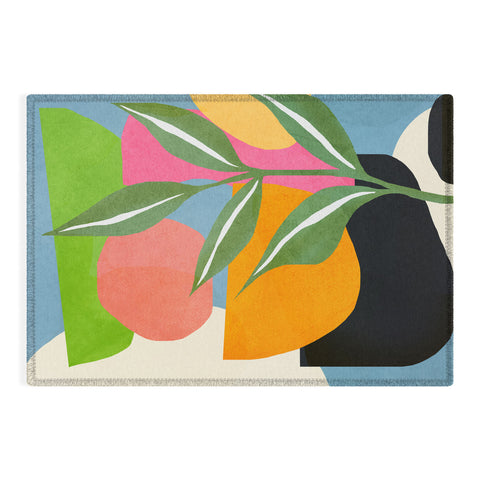 Nadja Minimal Modern Abstract Leaves Outdoor Rug