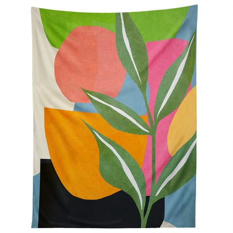 Nadja Minimal Modern Abstract Leaves Tapestry