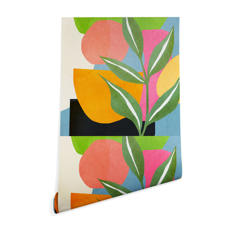 Nadja Minimal Modern Abstract Leaves Wallpaper
