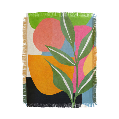 Nadja Minimal Modern Abstract Leaves Throw Blanket