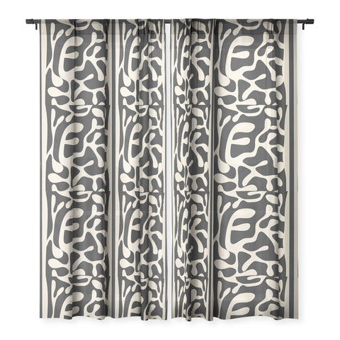 Nadja Minimalist Abstract Leaves 1 Sheer Window Curtain