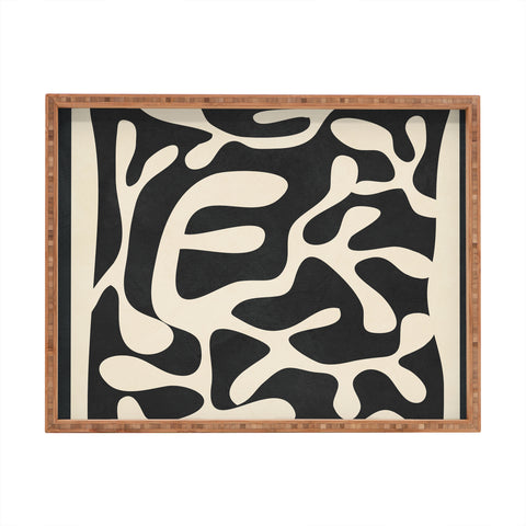 Nadja Minimalist Abstract Leaves 1 Rectangular Tray