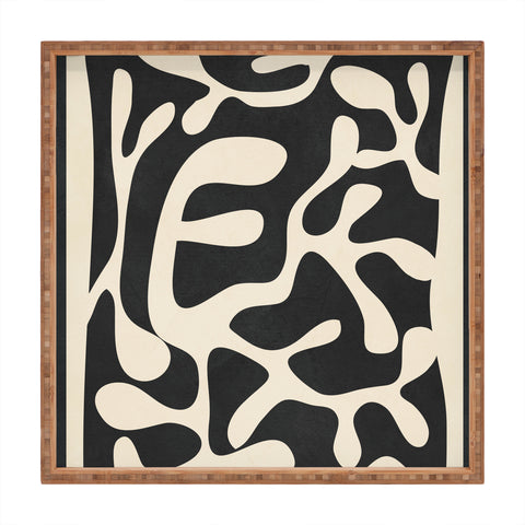 Nadja Minimalist Abstract Leaves 1 Square Tray