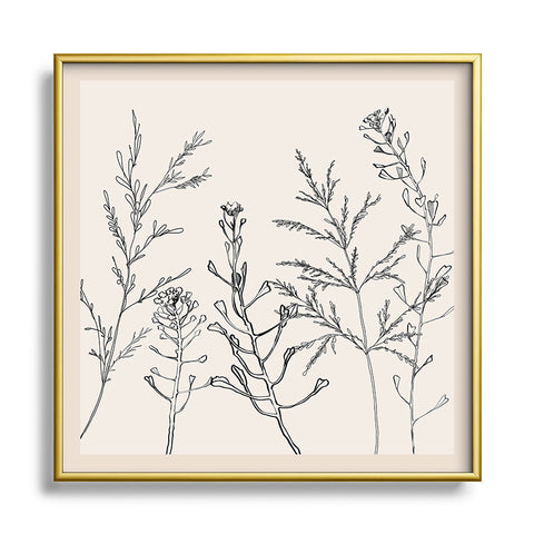 Nadja Minimalist Grass 2 Square Metal Framed Art Print
