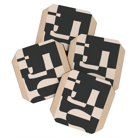 Nadja Modern Abstract Minimal Art 3 Coaster Set