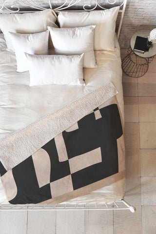Nadja Modern Abstract Minimal Art 3 Fleece Throw Blanket