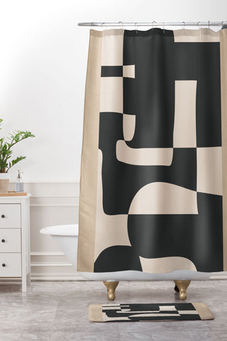 Nadja Modern Abstract Minimal Art 3 Shower Curtain And Mat