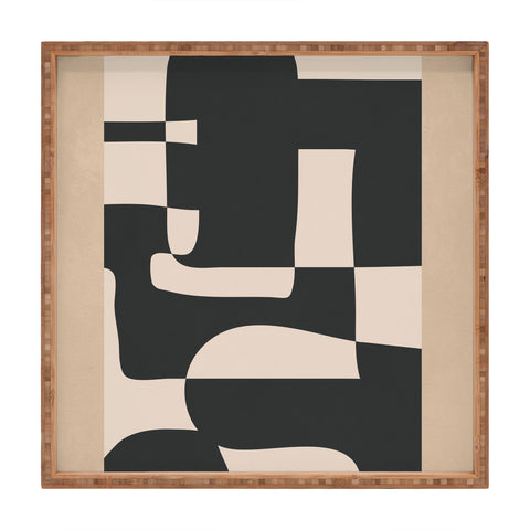 Nadja Modern Abstract Minimal Art 3 Square Tray