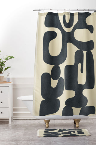 Nadja Modern Abstract Shapes 1 Shower Curtain And Mat