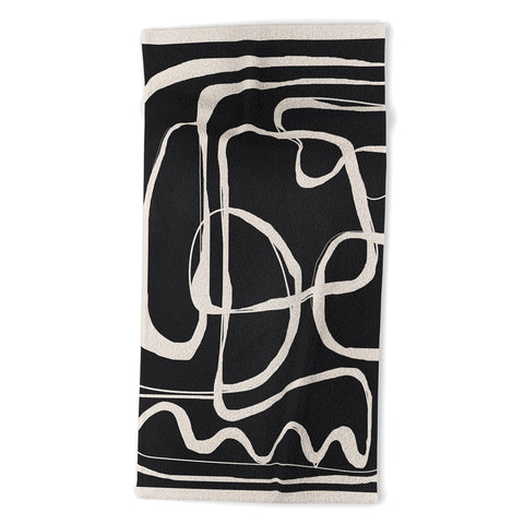 Nadja Modern Minimalist One Line Art Beach Towel