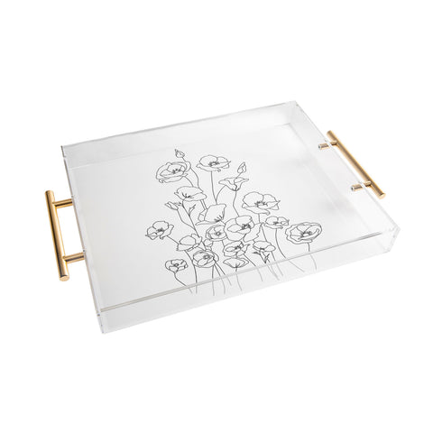 Nadja Poppy Flowers Line Art Acrylic Tray