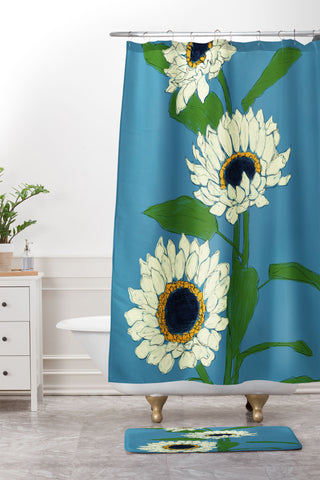 Nadja Sunflower Blue Sami Shower Curtain And Mat