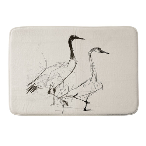 Nadja Two Geese Minimalist Drawing Memory Foam Bath Mat