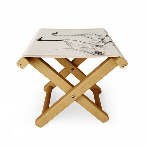 Nadja Two Geese Minimalist Drawing Folding Stool