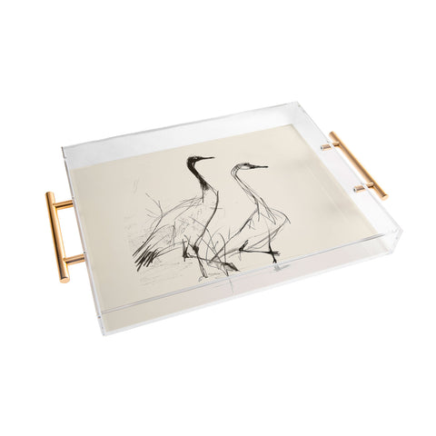 Nadja Two Geese Minimalist Drawing Acrylic Tray