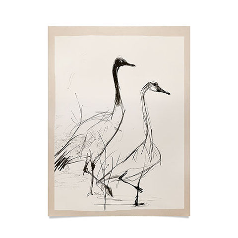 Nadja Two Geese Minimalist Drawing Poster