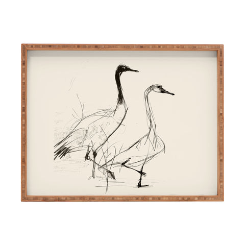 Nadja Two Geese Minimalist Drawing Rectangular Tray