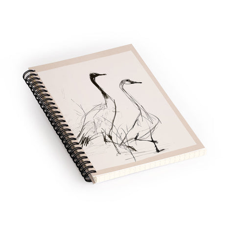 Nadja Two Geese Minimalist Drawing Spiral Notebook