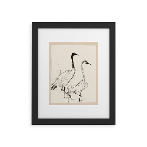 Nadja Two Geese Minimalist Drawing Framed Art Print