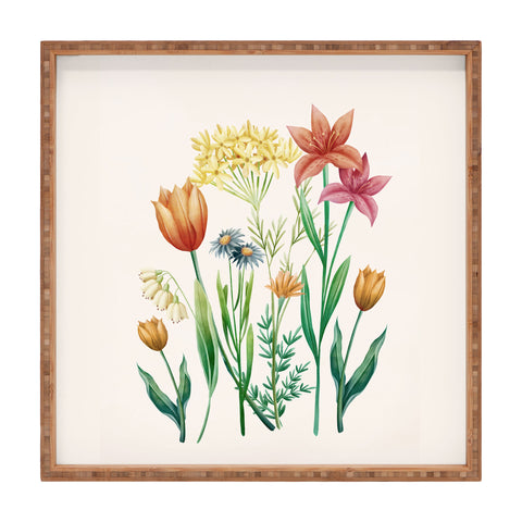 Nadja Vibrant Flowers 03 Square Tray