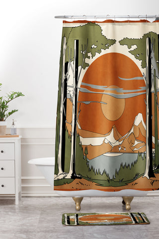 Nadja Wild Abstract Landscape 2 Shower Curtain And Mat