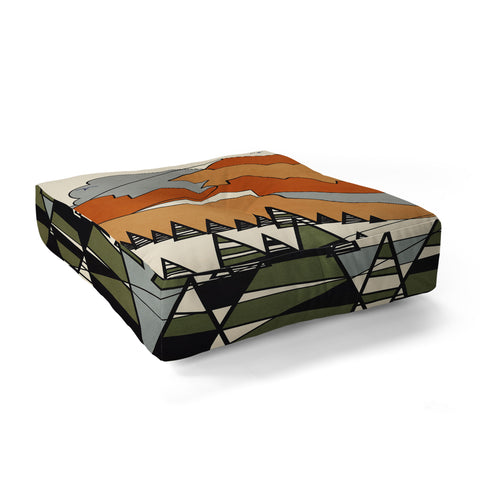 Nadja Wild Abstract Landscape 3 Floor Pillow Square