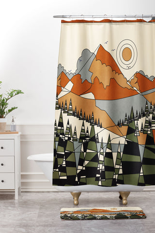 Nadja Wild Abstract Landscape 3 Shower Curtain And Mat