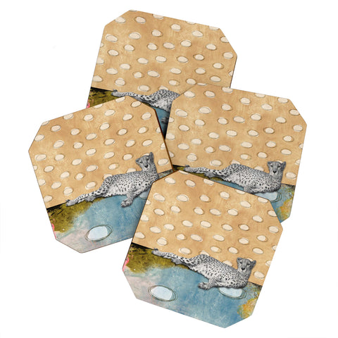 Natalie Baca Abstract Cheetah Coaster Set