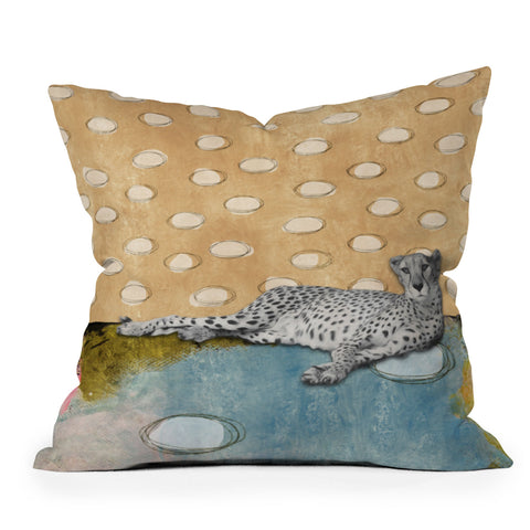 Natalie Baca Abstract Cheetah Outdoor Throw Pillow