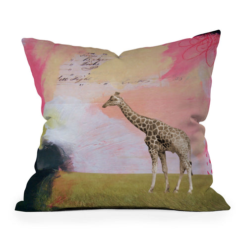 Natalie Baca Abstract Giraffe Outdoor Throw Pillow