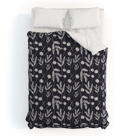 Natalie Baca Clover and Dandelion Navy Duvet Cover
