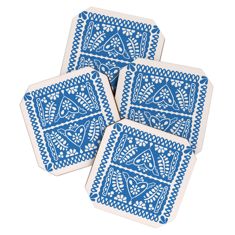 Natalie Baca Fiesta de Corazon in Blue Coaster Set